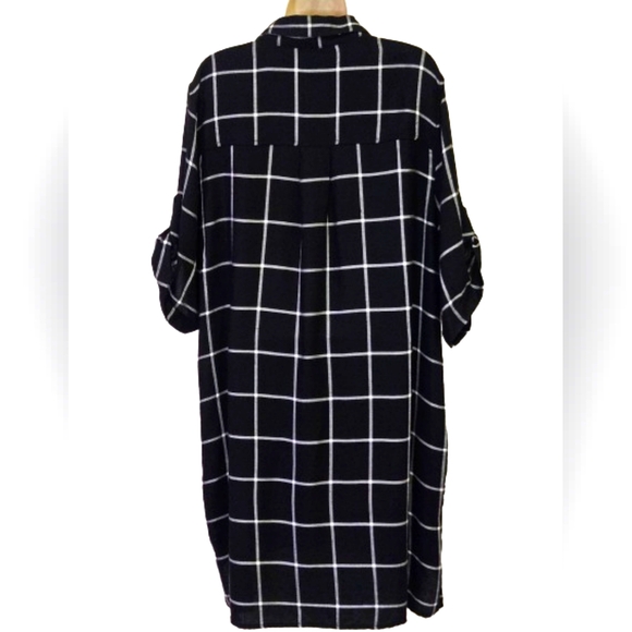 Chelsea & Theodore Black & White Check Grid Print Shirt Dress, X-Large,NWT - Picture 2 of 12